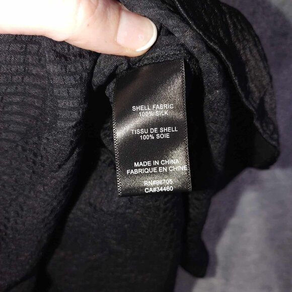 Rebecca Taylor Women 2 Black Silk Ruffle Hem Corporate Goth Dark Romantic Blouse - Picture 7 of 10